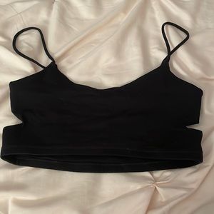black crop top with cutouts